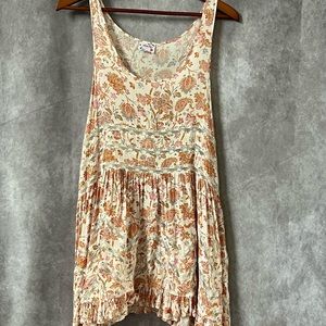 Free People Intimately Voile Trapeze Slip Dress Multi Floral Lg